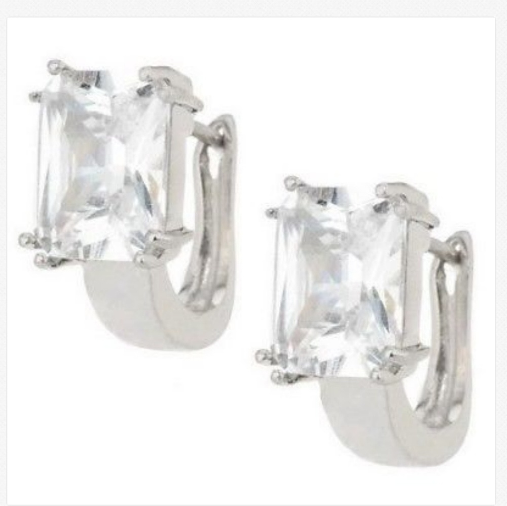 QVC Steel by Design Crystal Emerald Cut Earrings